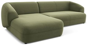 Зелен кадифен ъглов диван (ляв ъгъл) Moana – Makamii