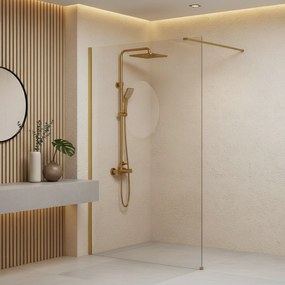 Параван за душ Rea Flexi Transparent / Brush Gold 100