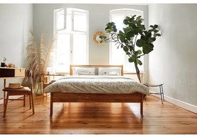 Дъбово двойно легло с тапицирана табла 180x200 cm Pola - The Beds