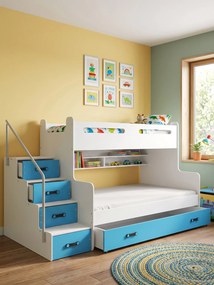 Двуетажно легло Steps-White - Blue