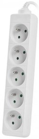 Разклонител LANBERG, 2500W, 1.5 метра, 5 контакта, Защита за деца, Бял