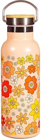 Оранжево бебешко шише от неръждаема стомана 500 ml 70s Floral - Sass &amp; Belle