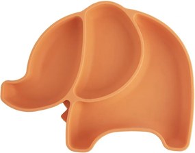 Оранжева силиконова детска чиния 18x23 cm Elephant – Orion