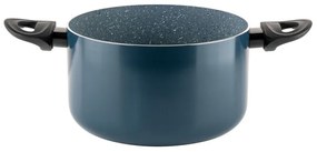 Дълбока тенджера Luigi Ferrero Prima FR-2245D, 22x13 см, 4.5 л, Незалепващо покритие с мраморен ефект, Индукция, Стъклен капак с отвор, Тъмносин