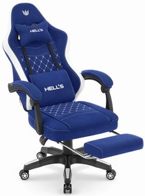 Удобен геймърски и офис стол HC-1015 с поставка за крака - син