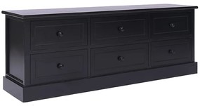 338528 vidaXL ТВ шкаф, черен, 108x30x40 cм, дърво от пауловния масив