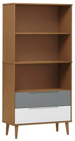 350540 vidaXL Етажерка за книги MOLDE, кафява, 85x35x170,5 см, бор масив