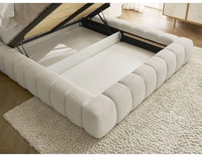 Бежово двойно тапицирано легло с място за съхранение с включена подматрачна рамка 160x200 cm Mont Blanc – Bobochic Paris