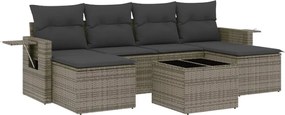 3252867 vidaXL Градински диван с възглавници, 7 части, полиратан, сив