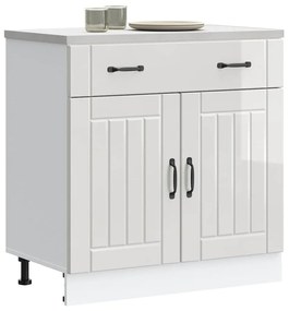 853739 vidaXL Кухненски шкаф Lucca, бял гланц, инженерно дърв