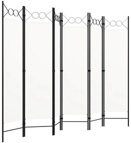 320711 vidaXL Параван за стая, 6 панела, бял, 240x180 cм