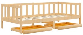 3083684 vidaXL Дневно легло с чекмеджета, 90x200 см, борово дърво масив