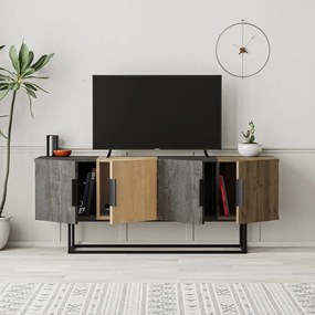 Масичка за телевизор в дъбов декор в естествено кафяво 140x55 cm Titan - Marckeric