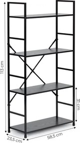 Голяма етажерка на 4 рафта ModernHome, дизайн в стил лофт