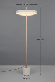 LED затъмняваща се подова лампа в цвят слонова кост (височина 138 cm) Keaton – Trio