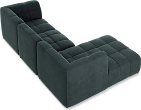 Син кадифен ъглов диван (ляв ъгъл) Aloha – Makamii