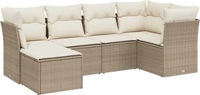 3263174 vidaXL Градински диван с възглавници, 6 части, бежов полиратан