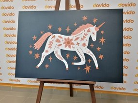 Картина на платно – Приказен еднорог в народен стил
