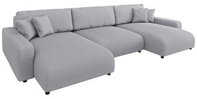 Светлосив ъглов диван с място за съхранение от рипсено кадифе Sara – Ropez