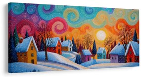 Картина на платно – Коледна приказка на цветни къщи