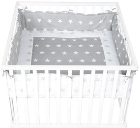 Бял/сив калъф за матрак за детско легло със смес от памук 96 cm Little Stars – Roba