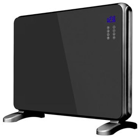 Конвектор със стъклен панел ZEPHYR ZP 1974 G, 2000W, За стена или под, 2 степени, Дистанционно, 5 до 35°C, LCD, Черен