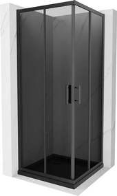 Mexen Rio квадратна душ кабина 80 x 80 см, графит, черна + поддушово корито Flat,