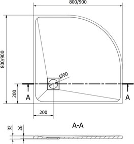 Mexen Bert полукръгъл поддушов корит SMC 90 x 90 см, бял - 4KR109090
