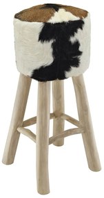 244542 vidaXL Бар табуретка, козя кожа и тиково дърво масив