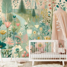 Тапет – Пастелна цветна поляна