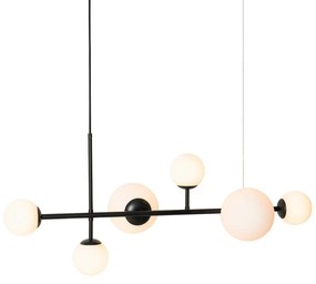 Модерна висяща лампа черна с матово стъкло 6-светлина - Monaco