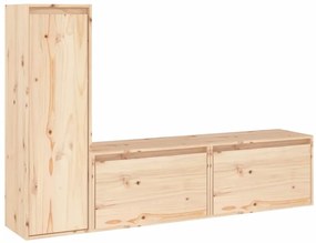 3100119 vidaXL ТВ шкафове, 3 бр, бор масив