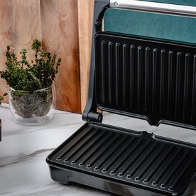 Грил скара Rosberg R51442I, 1500W, Отваряне на 180 гр, Незалепваща, Тава за мазнина, Инокс/черен