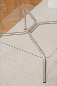 Масичка за кафе със стъклен плот в сребрист цвят 60x80 cm Uku – noo.ma