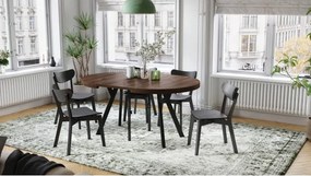 ЕКСПАНСО Кафяв дъб/черни крака - ГОЛЯМА КРЪГЛА МАСА Ø110 РАЗТЕГАТЕЛНА ДО 310 cm С КРАКА Y ЛОФТ/ИНДУСТРИАЛНА