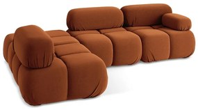 Оранжев кадифен модулен ъглов диван (ляв ъгъл) Lokua – Makamii