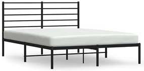 352321 vidaXL Метална рамка за легло с горна табла, черна, 150x200 см