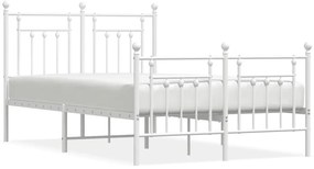 353601 vidaXL Метална рамка за легло с горна и долна табла, бяла, 120x190 см