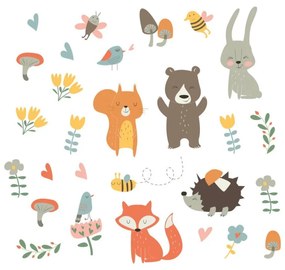 Комплект стикери за стена Забавни скандинавски животни - Ambiance