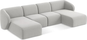 Светлосив кадифен ъглов диван (U форма) Lani – Makamii