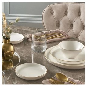 Комплект за хранене, 16 части — бежов с златист акцент, порцелан