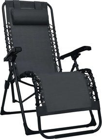 47899 vidaXL Сгъваем стол-шезлонг, черен, textilene