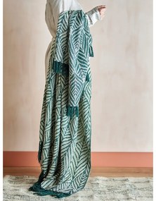 Зелено/бежово одеяло от рециклиран памук 130x160 cm Ugento – Bloomingville