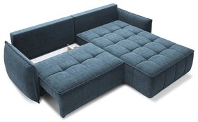 Син кадифен сгъваем/с място за съхранение ъглов диван (десен ъгъл) Campo – ELTAP