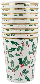 Хартиени чаши за еднократна употреба в комплект от 8 бр. Holly Pattern – Meri Meri