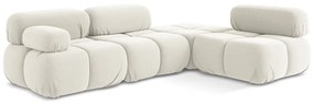 Бял кадифен модулен ъглов диван (десен ъгъл) Lokua – Makamii
