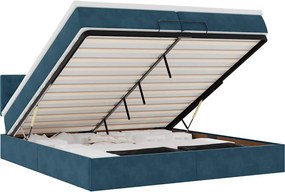 3312792 vidaXL Османска легло с матраци и LED, тъмносиньо, 200x200 см, кадифе