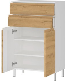 Бял нисък шкаф за баня в дъб 60x97 cm Torrance - Germania