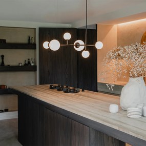 Модерна висяща лампа черна с матово стъкло 6-светлина - Monaco