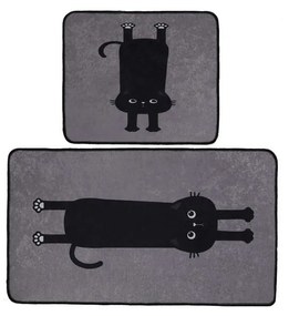 Черни-сиви килими за баня в комплект от 2 бр. 60x100 cm Comfort – Foutastic